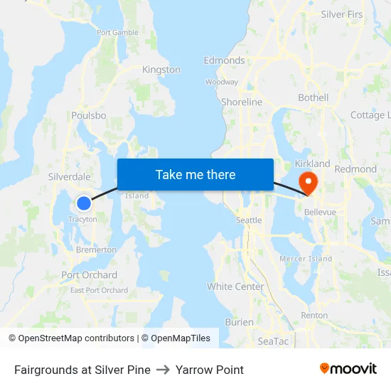 Fairgrounds at Silver Pine to Yarrow Point map