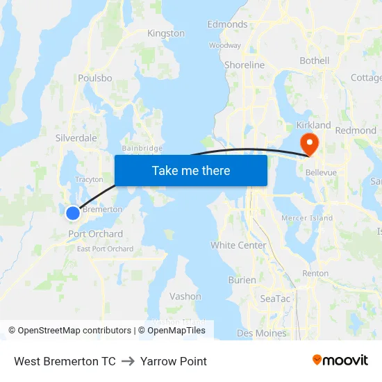 West Bremerton TC to Yarrow Point map