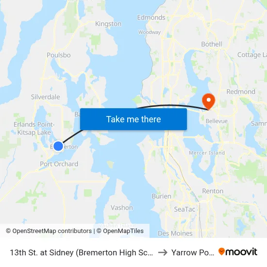 13th St. at Sidney (Bremerton High School) to Yarrow Point map