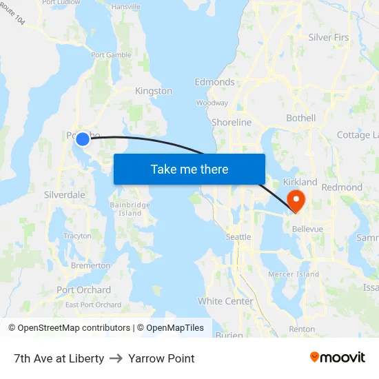 7th Ave at Liberty to Yarrow Point map