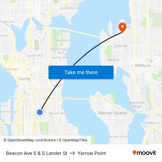 Beacon Ave S & S Lander St to Yarrow Point map