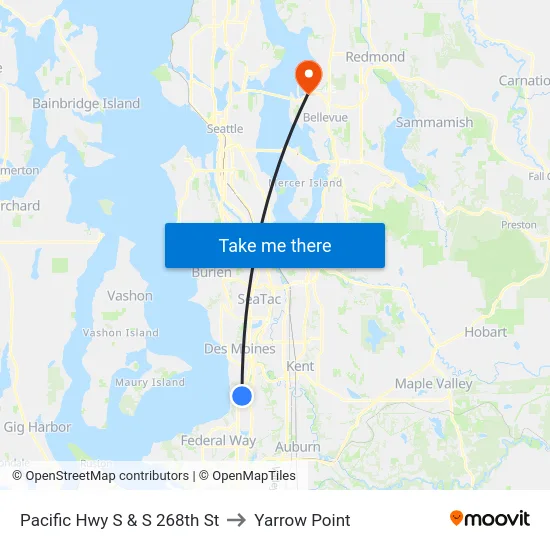 Pacific Hwy S & S 268th St to Yarrow Point map