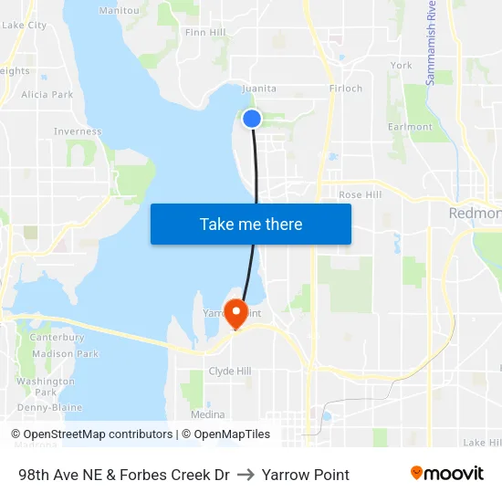 98th Ave NE & Forbes Creek Dr to Yarrow Point map