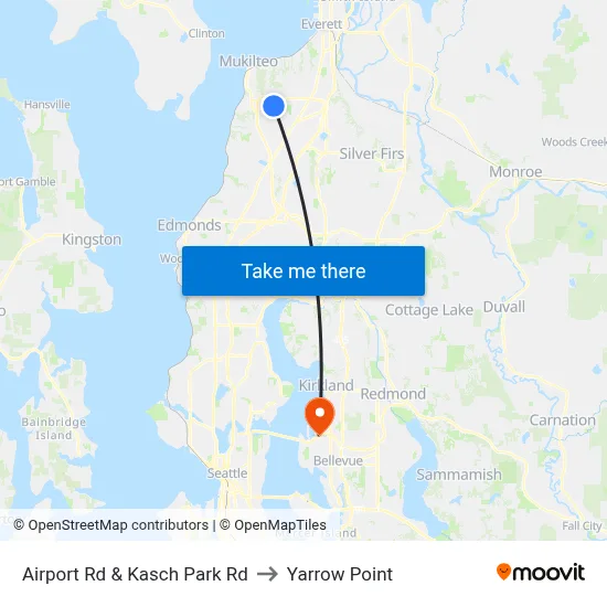 Airport Rd & Kasch Park Rd to Yarrow Point map
