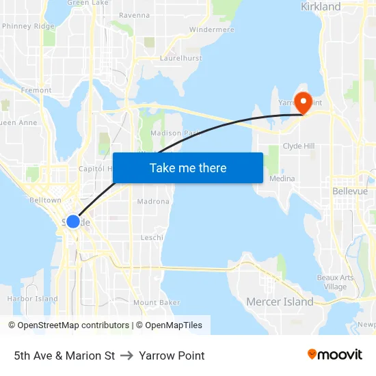 5th Ave & Marion St to Yarrow Point map