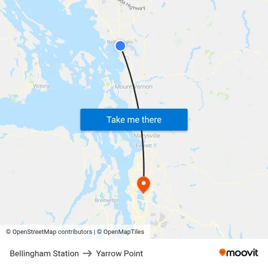 Bellingham Station to Yarrow Point map