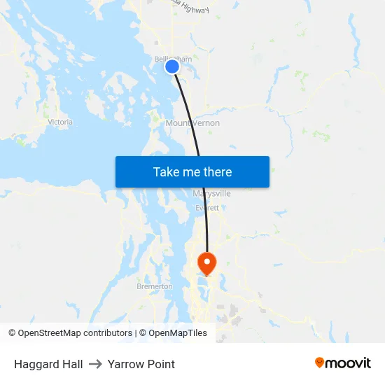 Haggard Hall to Yarrow Point map