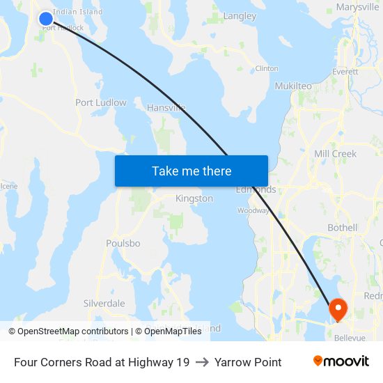 Four Corners Road at Highway 19 to Yarrow Point map