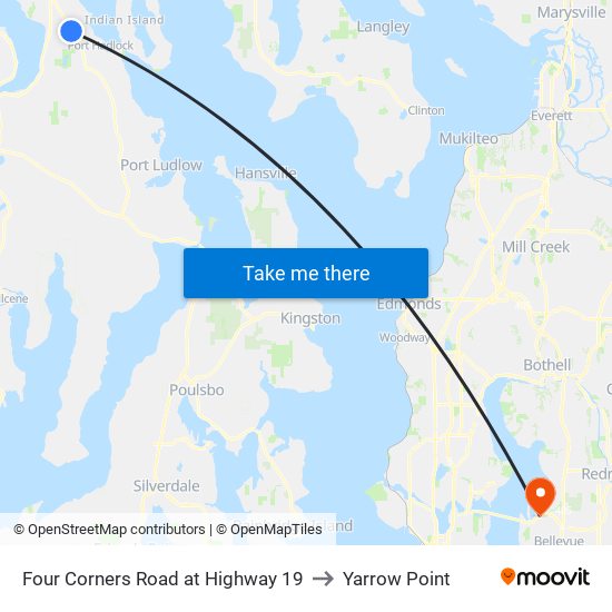 Four Corners Road at Highway 19 to Yarrow Point map