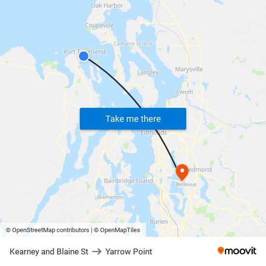 Kearney and Blaine St to Yarrow Point map
