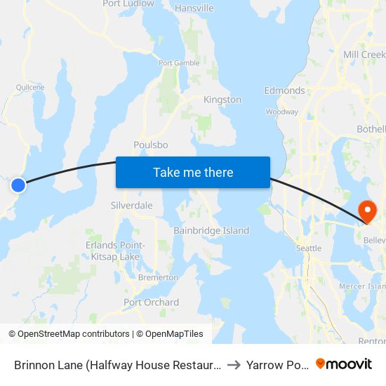 Brinnon Lane (Halfway House Restaurant) to Yarrow Point map