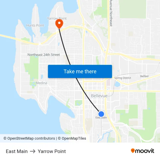 East Main to Yarrow Point map