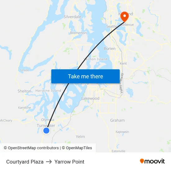 Courtyard Plaza to Yarrow Point map