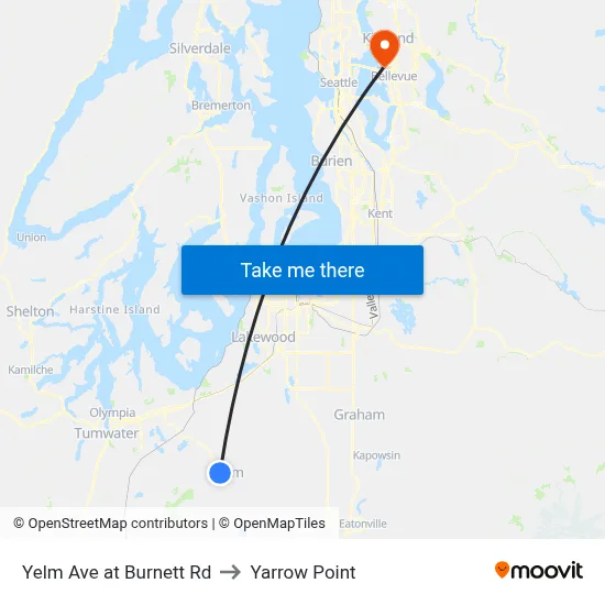 Yelm Ave at Burnett Rd to Yarrow Point map