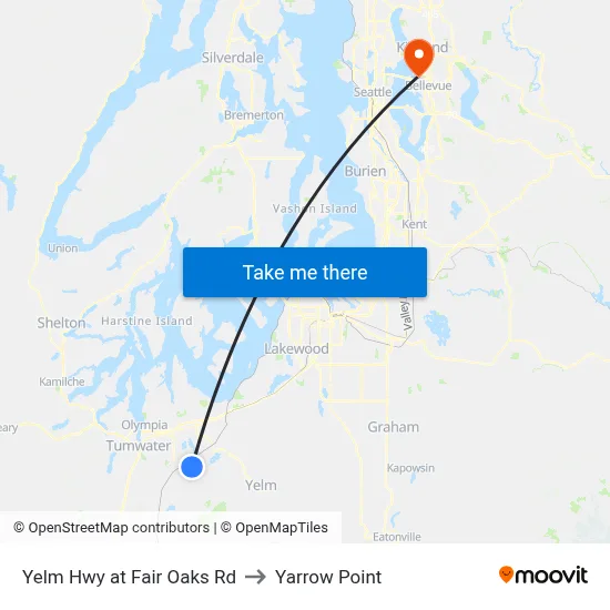 Yelm Hwy at Fair Oaks Rd to Yarrow Point map