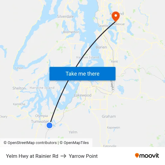Yelm Hwy at Rainier Rd to Yarrow Point map