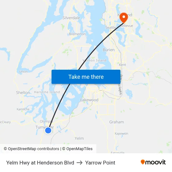 Yelm Hwy at Henderson Blvd to Yarrow Point map