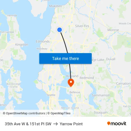 35th Ave W & 151st Pl SW to Yarrow Point map