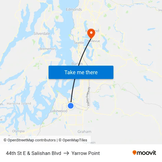 44th St E & Salishan Blvd to Yarrow Point map