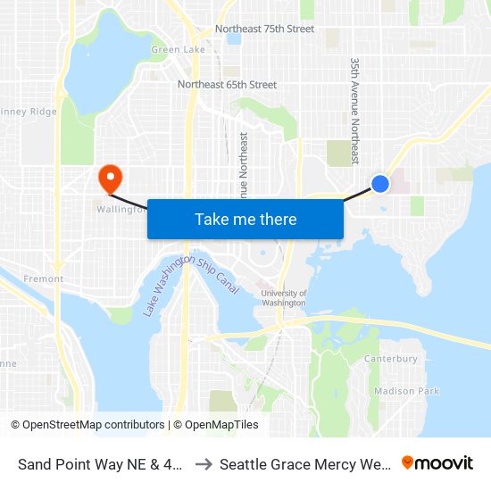 Sand Point Way NE & 40th Ave NE to Seattle Grace Mercy West Hospital map