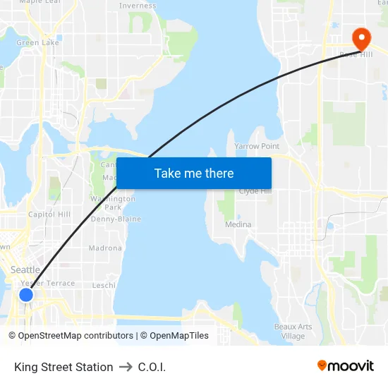 King Street Station to C.O.I. map