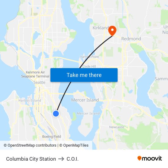 Columbia City Station to C.O.I. map