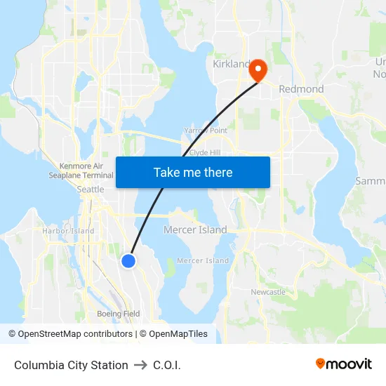 Columbia City Station to C.O.I. map