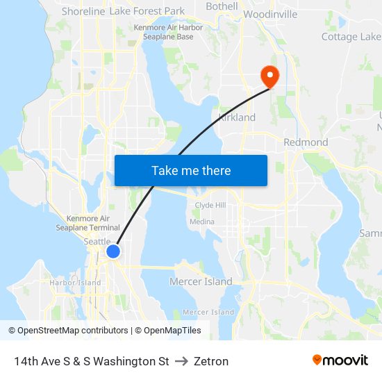 14th Ave S & S Washington St to Zetron map