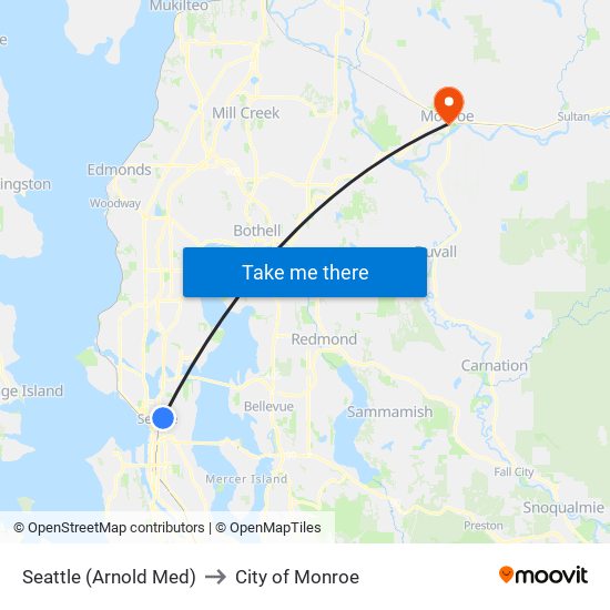 Seattle (Arnold Med) to City of Monroe map