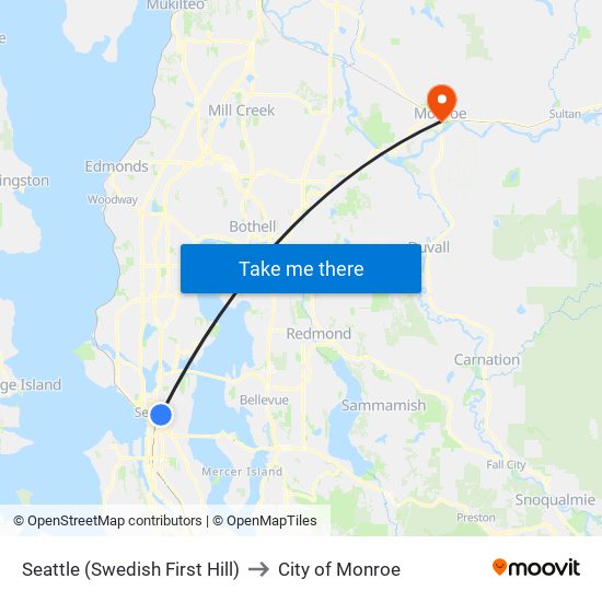 Seattle (Swedish First Hill) to City of Monroe map