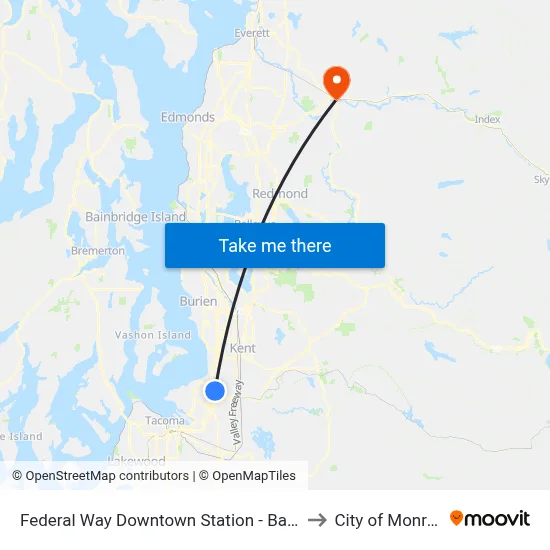 Federal Way Downtown Station - Bay 9 to City of Monroe map