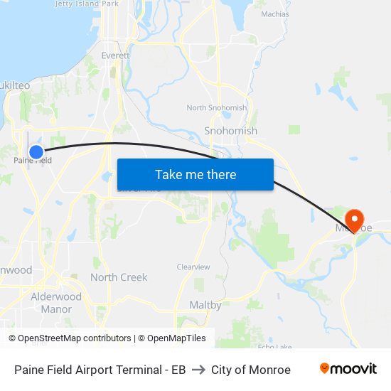 Paine Field Airport Terminal - EB to City of Monroe map