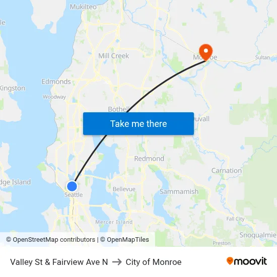 Valley St & Fairview Ave N to City of Monroe map