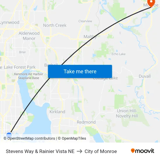 Stevens Way & Rainier Vista NE to City of Monroe map