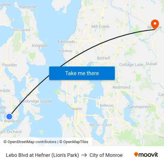 Lebo Blvd at Hefner (Lion's Park) to City of Monroe map