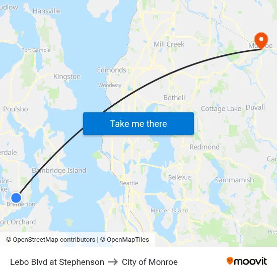 Lebo Blvd at Stephenson to City of Monroe map