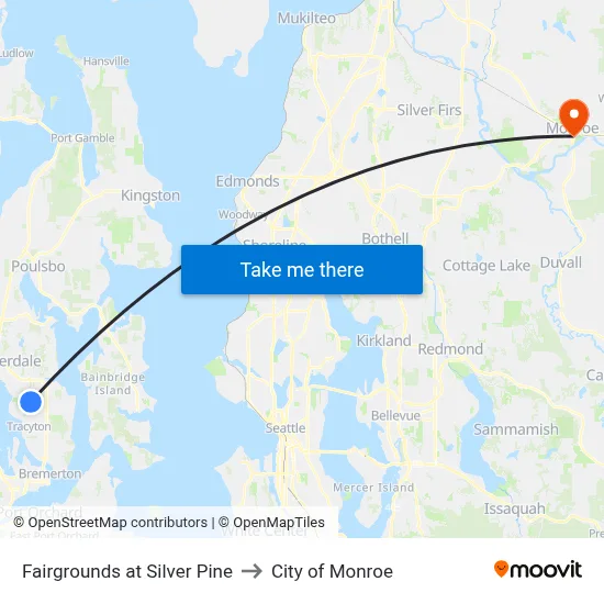 Fairgrounds at Silver Pine to City of Monroe map