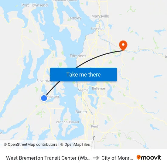 West Bremerton TC to City of Monroe map