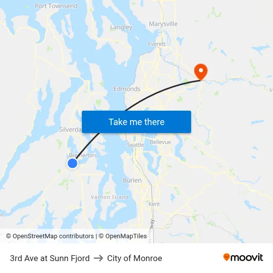 3rd Ave & Sunn Fjord to City of Monroe map