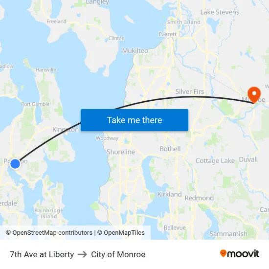 7th Ave at Liberty to City of Monroe map