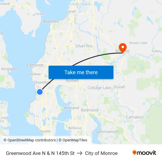 Greenwood Ave N & N 145th St to City of Monroe map