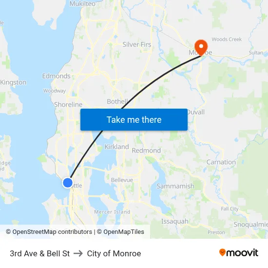 3rd Ave & Bell St to City of Monroe map