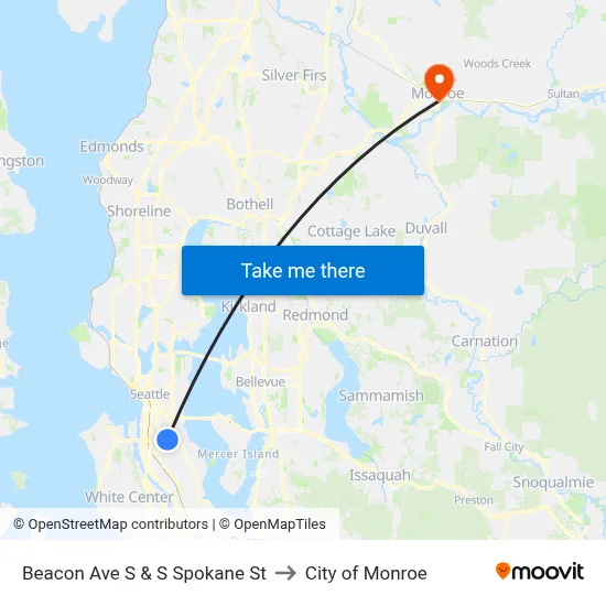 Beacon Ave S & S Spokane St to City of Monroe map