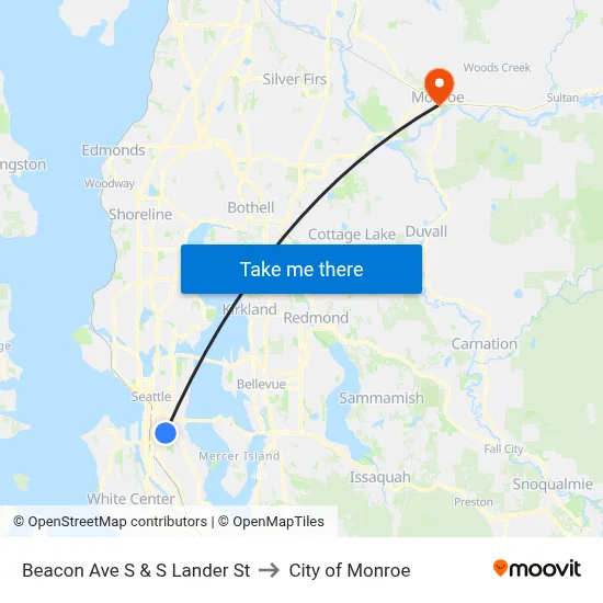 Beacon Ave S & S Lander St to City of Monroe map