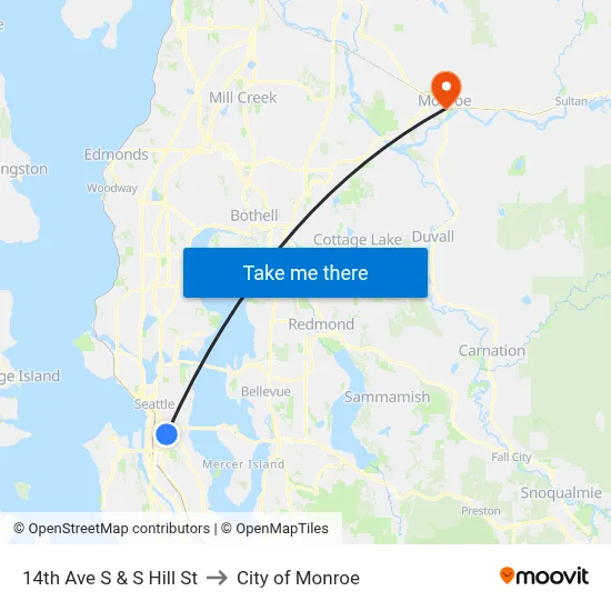 14th Ave S & S Hill St to City of Monroe map