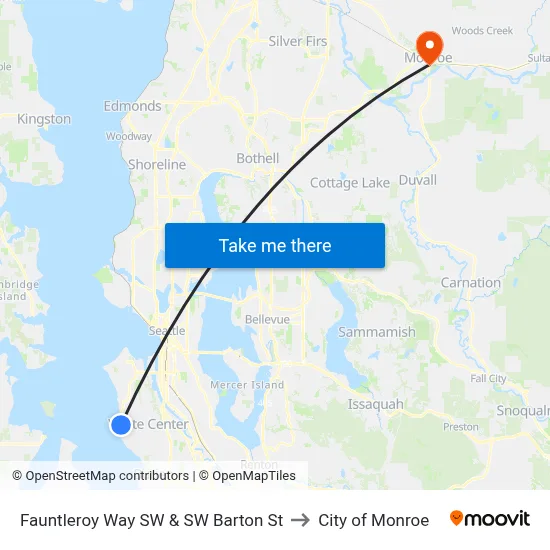 Fauntleroy Way SW & SW Barton St to City of Monroe map