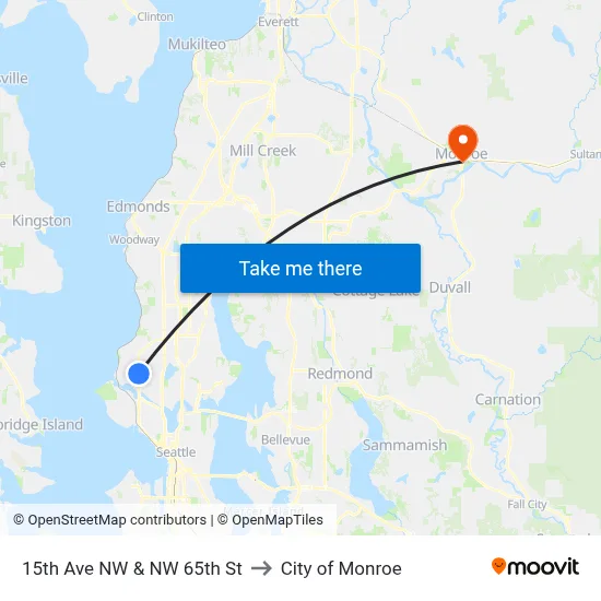 15th Ave NW & NW 65th St to City of Monroe map