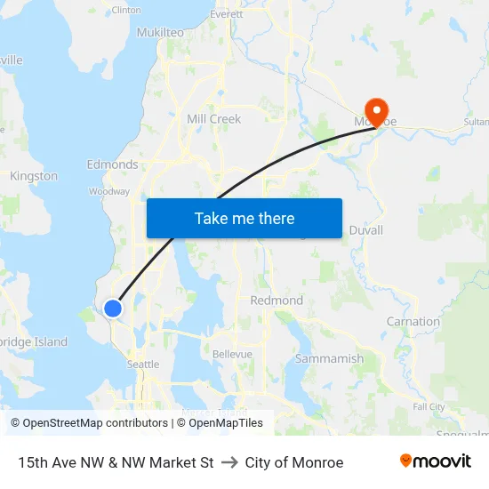 15th Ave NW & NW Market St to City of Monroe map