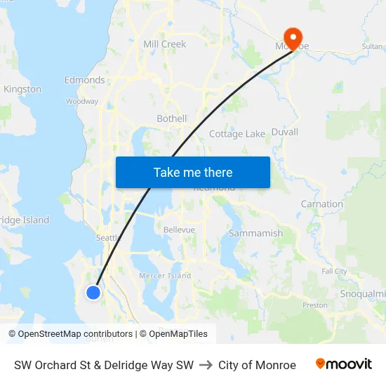 SW Orchard St & Delridge Way SW to City of Monroe map