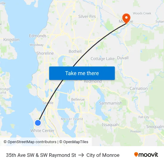 35th Ave SW & SW Raymond St to City of Monroe map